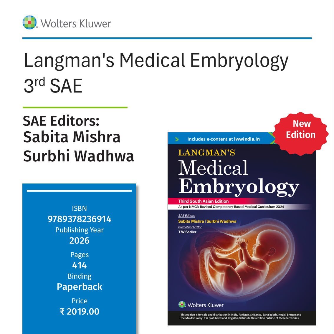 Langman’s Medical Embryology 3rd/E