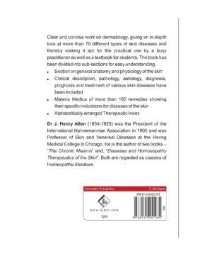 Diseases & Homeopathy Therapeutics Of Skin by J H ALLEN