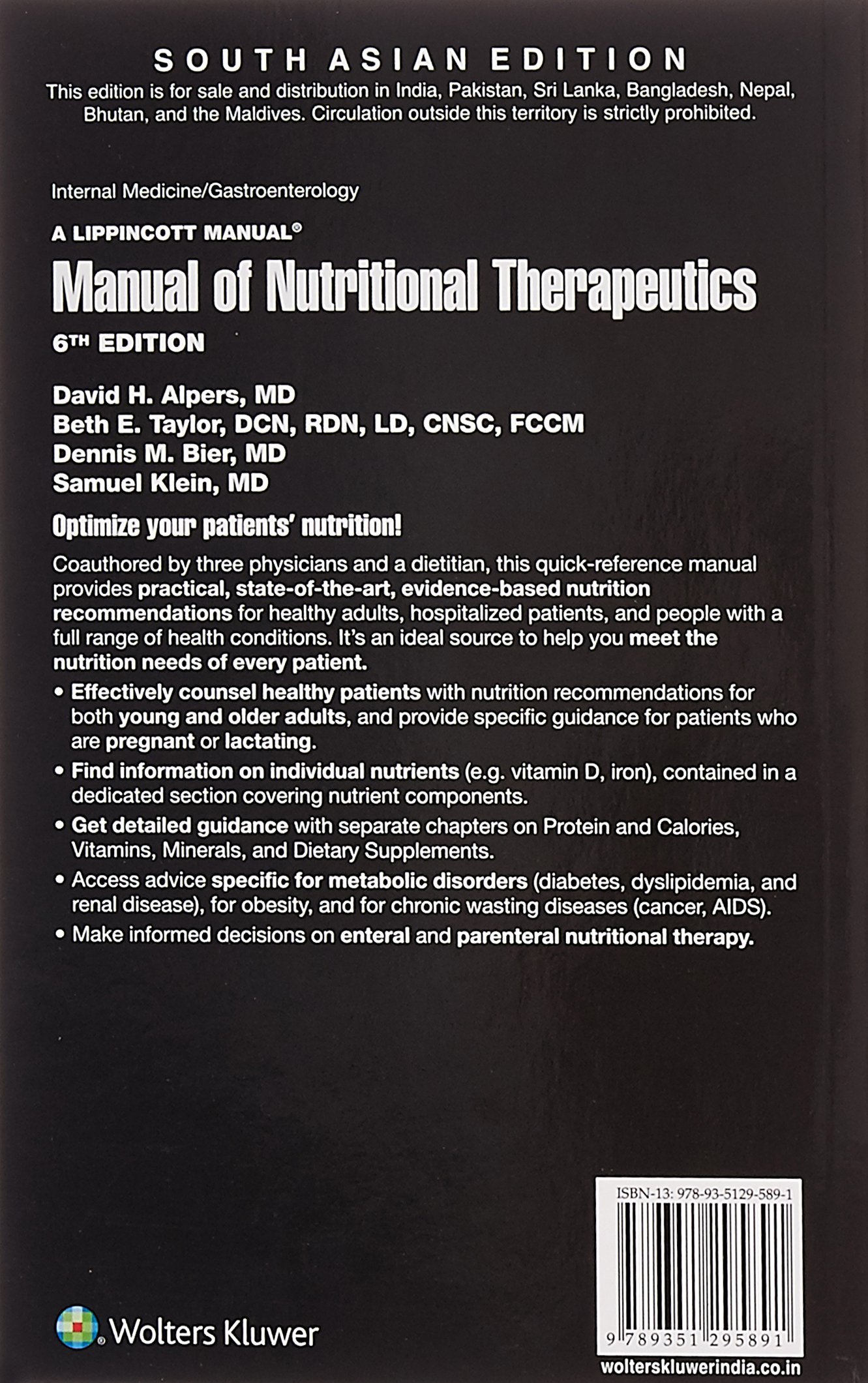 Manual Of Nutritional Therapeutics by David Alpeinr